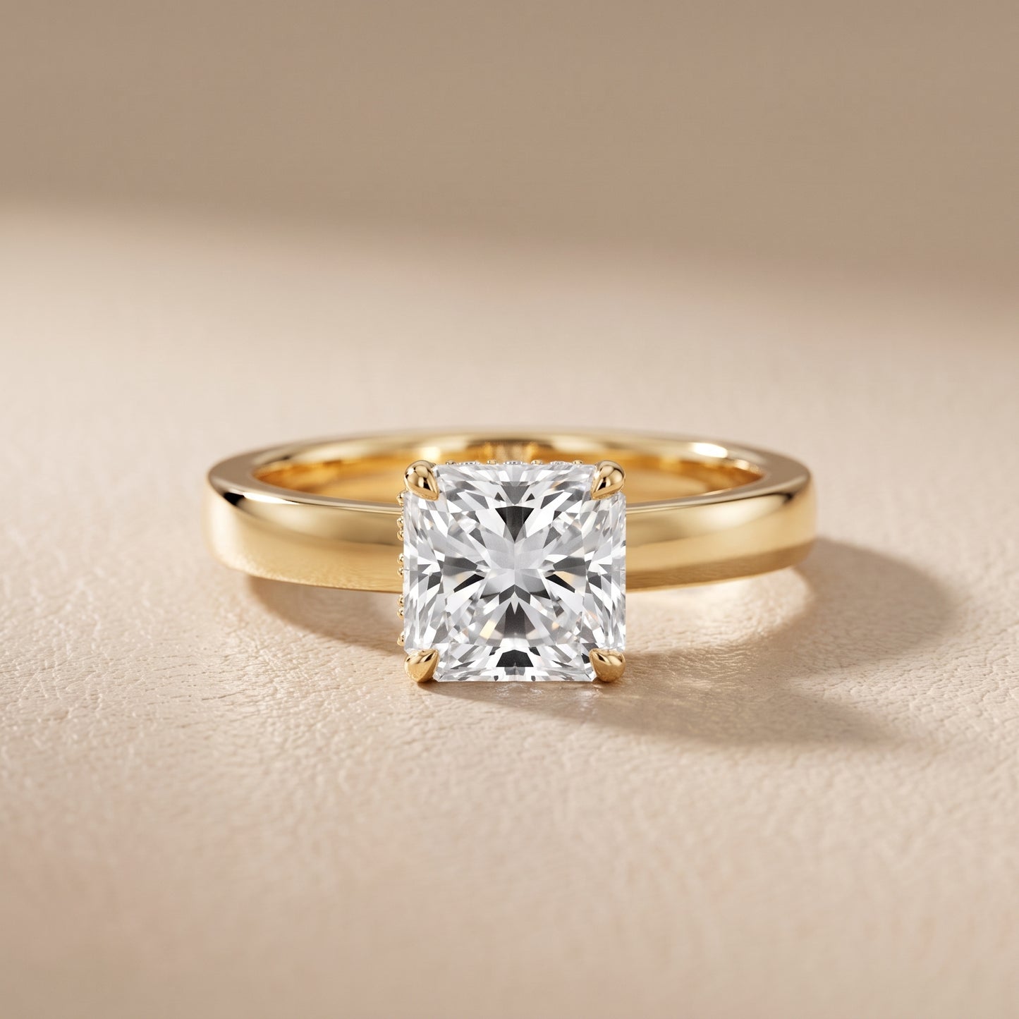 Lara Hidden Halo Radiant Diamond Engagement Ring in Yellow Gold - front.jpg