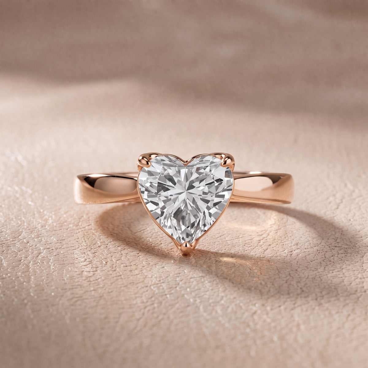 Lucia Solitaire Six-Prong Heart Diamond Engagement Ring in Rose Gold - front.jpg