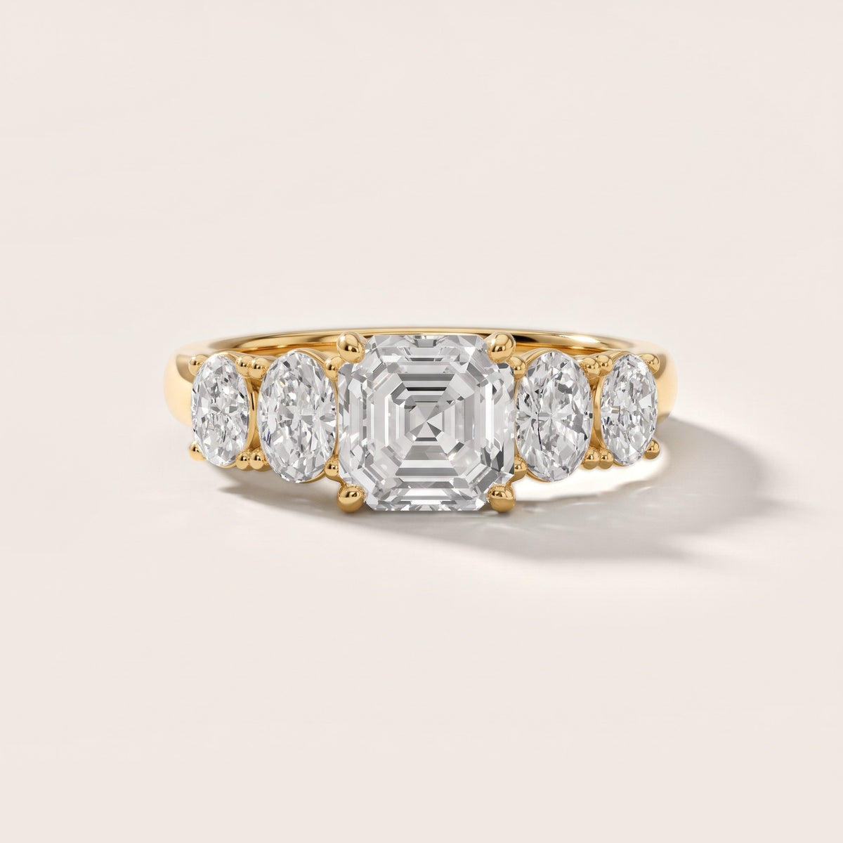 Judith Statement Five-Stone Asscher Diamond Engagement Ring in Yellow Gold - front.jpg