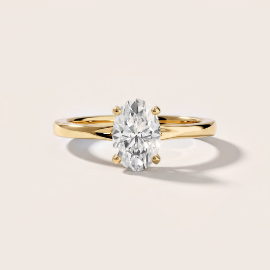 Matilda Cathedral Solitaire Oval Diamond Engagement Ring in Yellow Gold