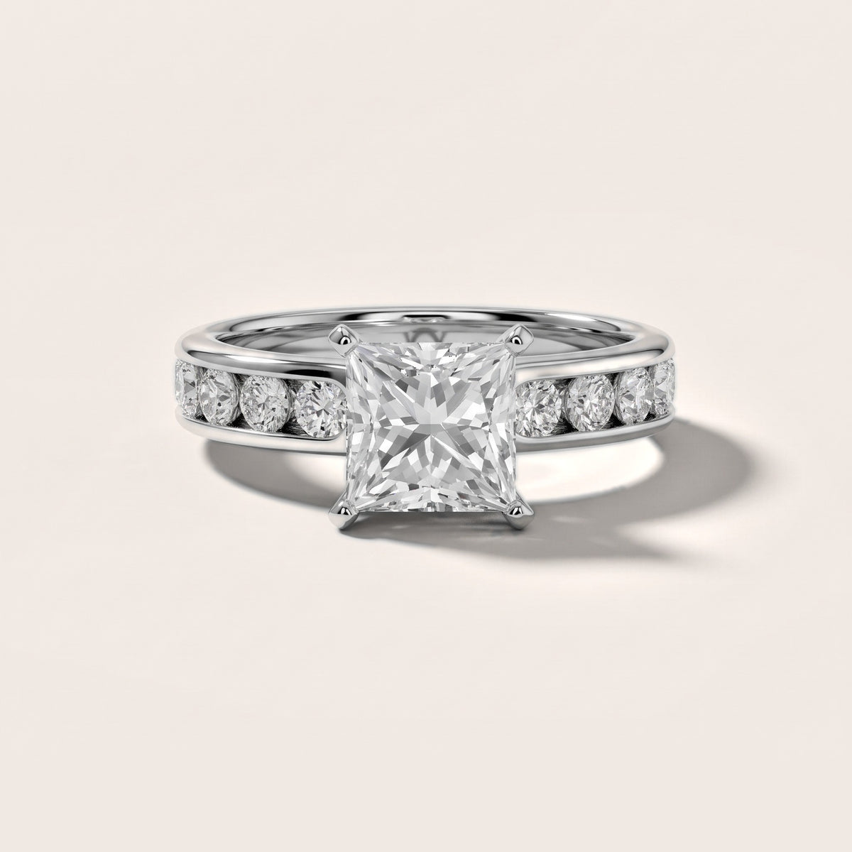 Juneau Cathedral Channel Set Princess Diamond Engagement Ring in White Gold - front.jpg