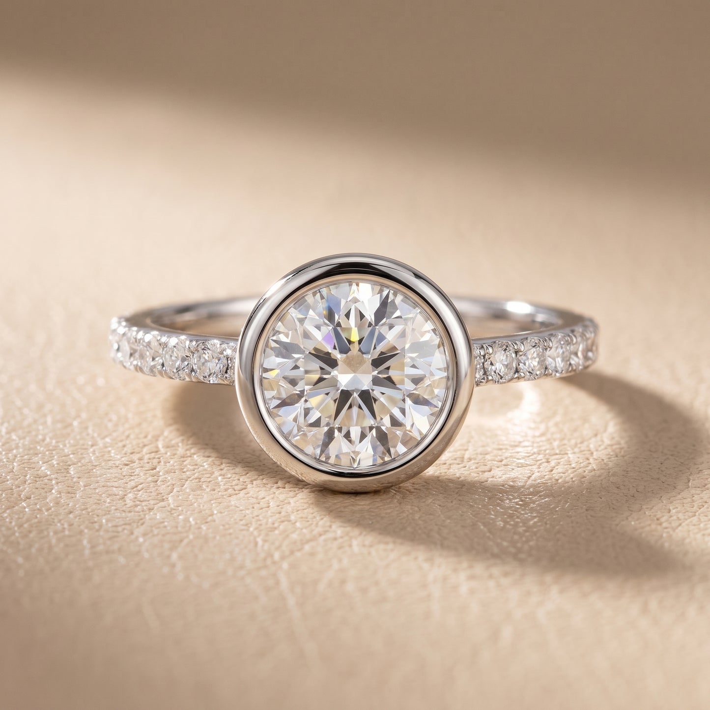 Cora Bezel Pavé Round Diamond Ring in White Gold - front.jpg