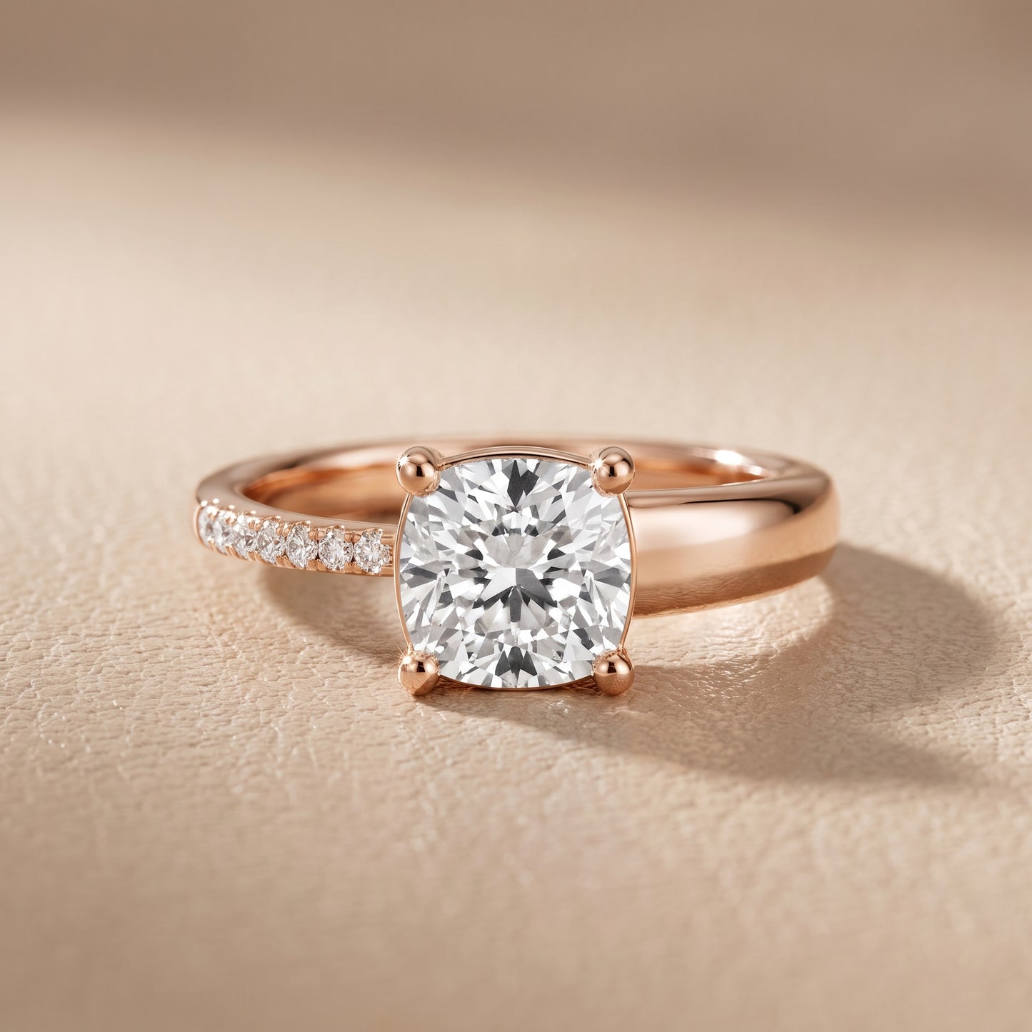 Rosie Solitaire Basket Cushion Diamond Engagement Ring in Rose Gold - front.jpg