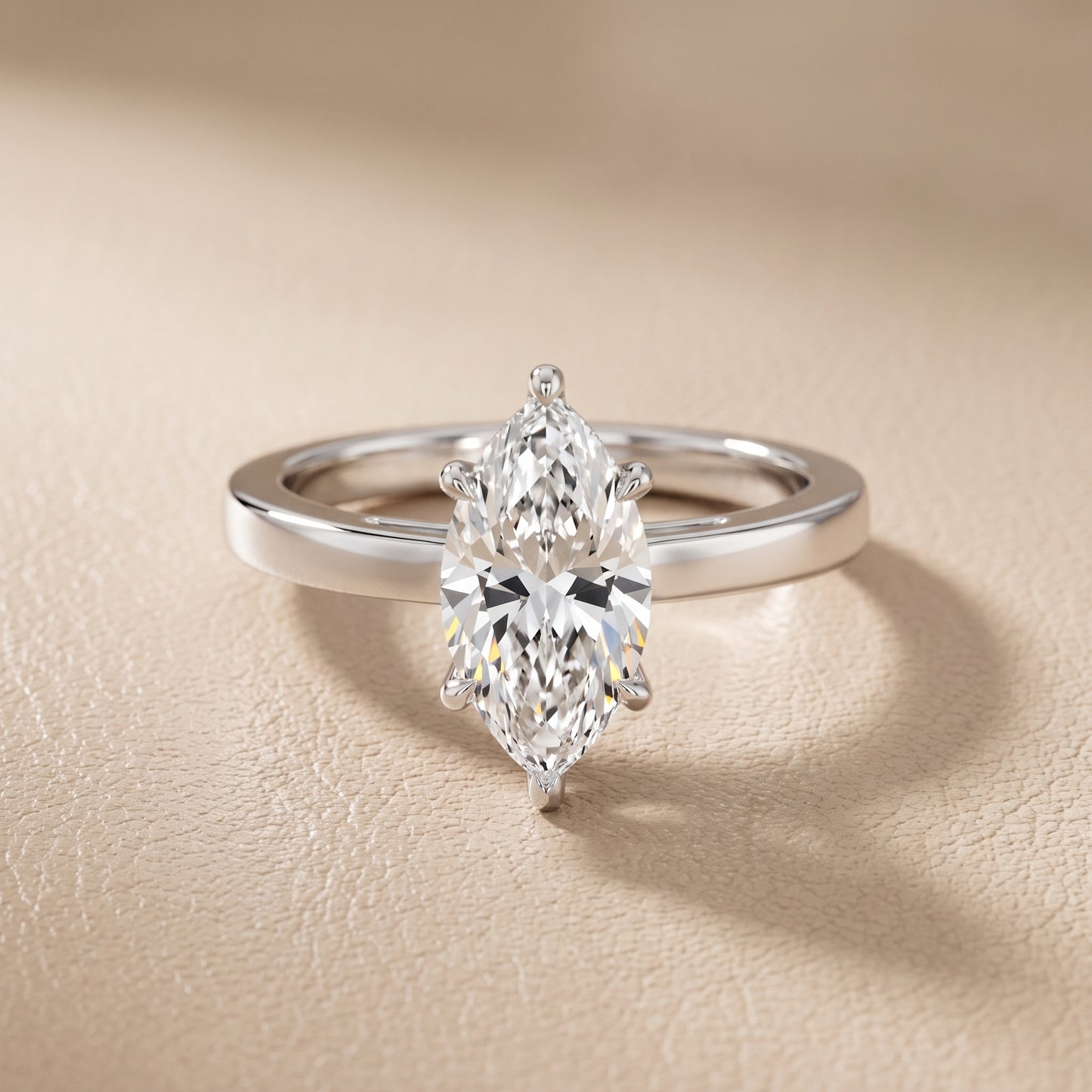 Kaia Solitaire Marquise Diamond Ring in Silver - front.jpg