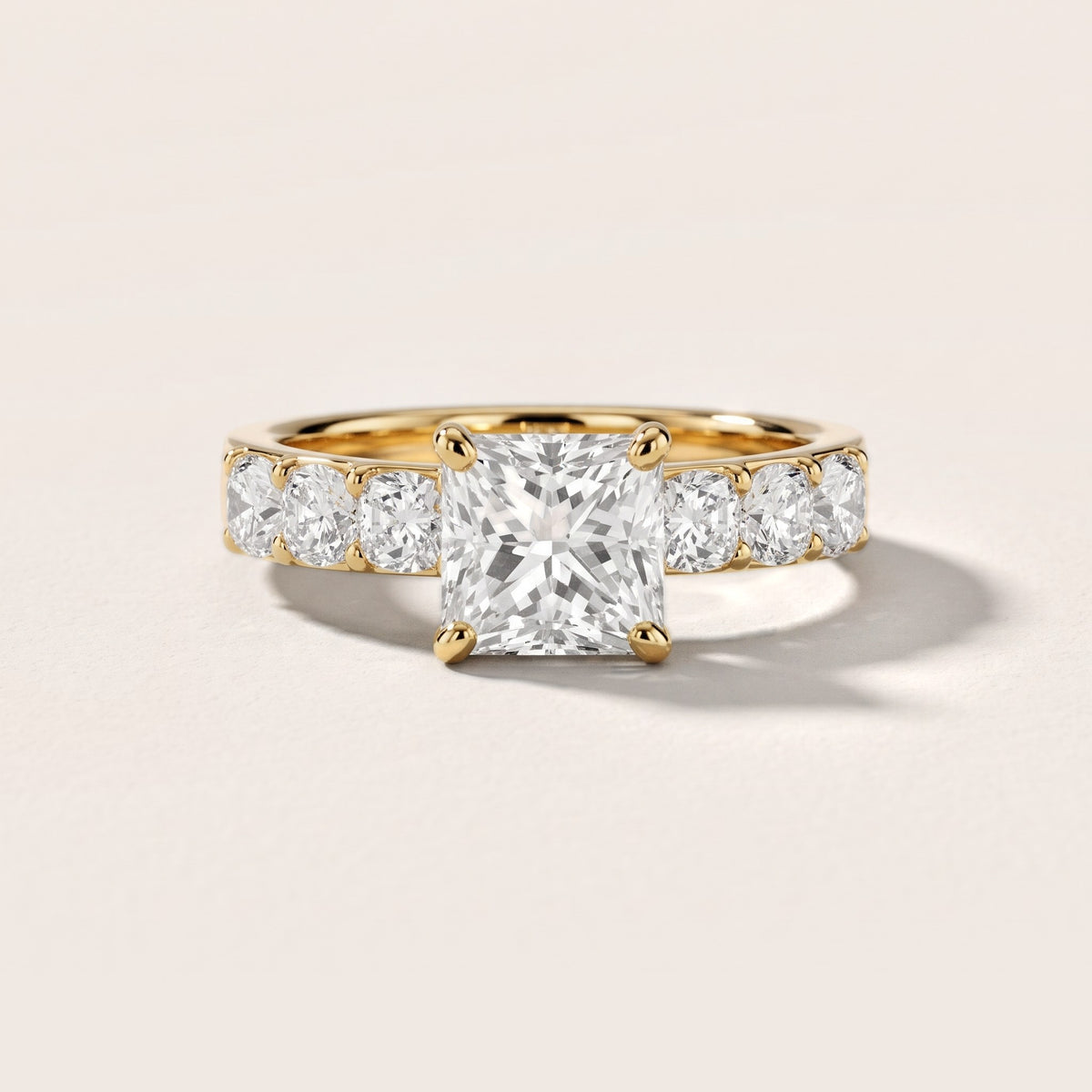 Maude Wide Band Pavé Princess Diamond Engagement Ring in Yellow Gold - front.jpg