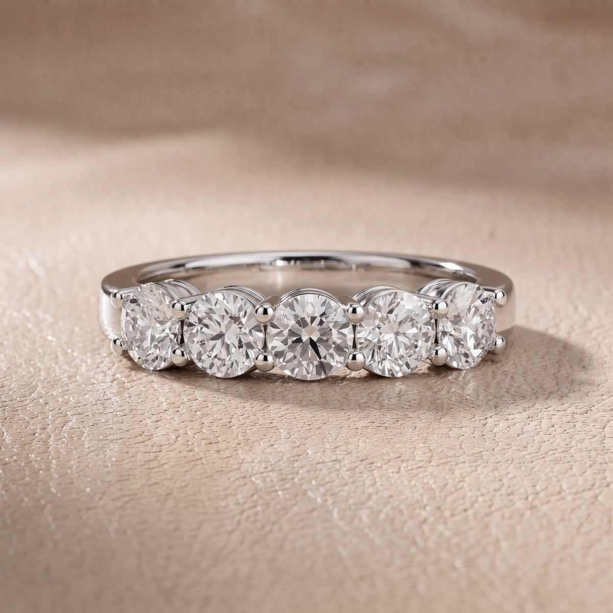 Cecilia Shared Prong Round Diamond Wedding Band in Silver - front.jpg