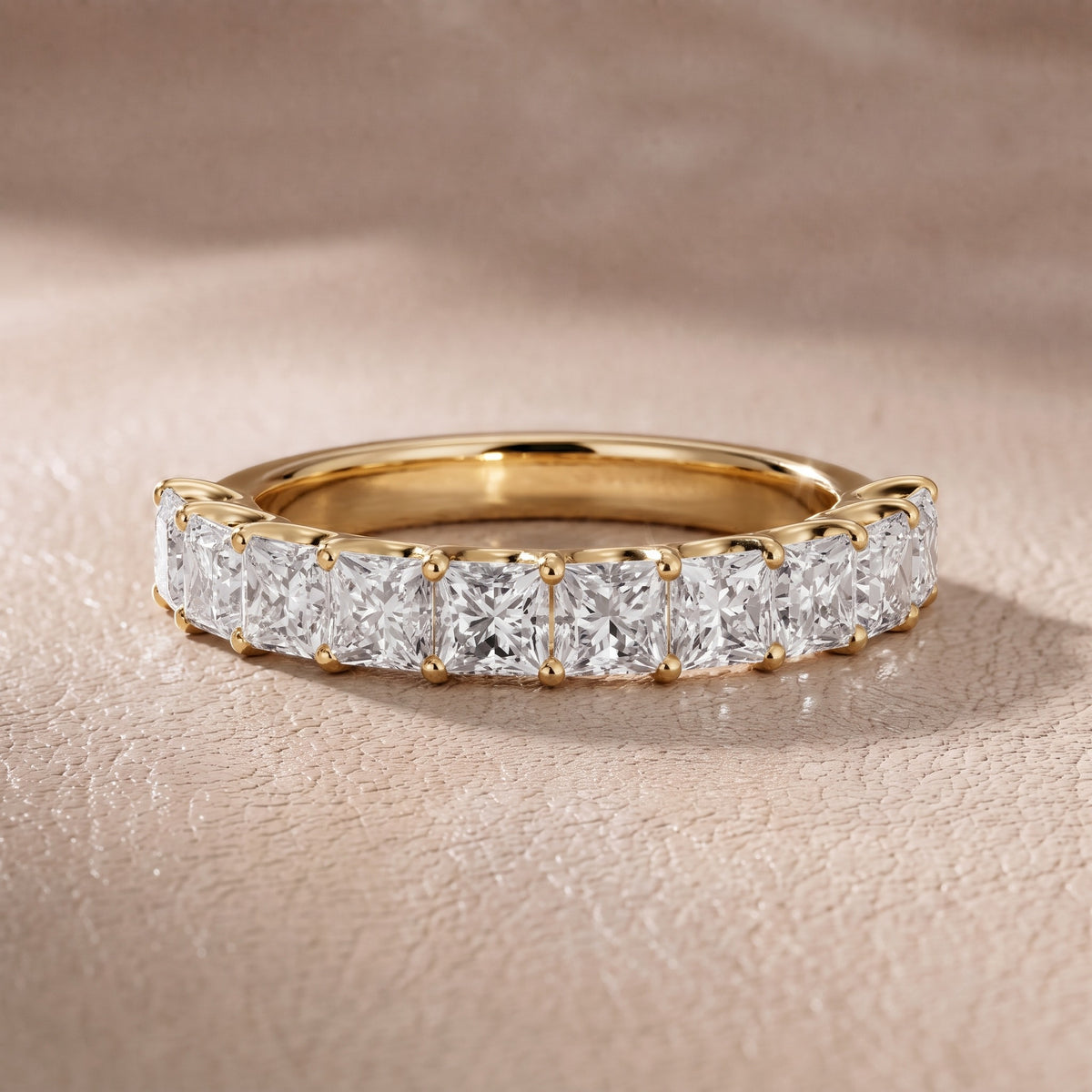 Miranda Shared Prong Princess Diamond Half Eternity Band in Yellow Gold - front.jpg