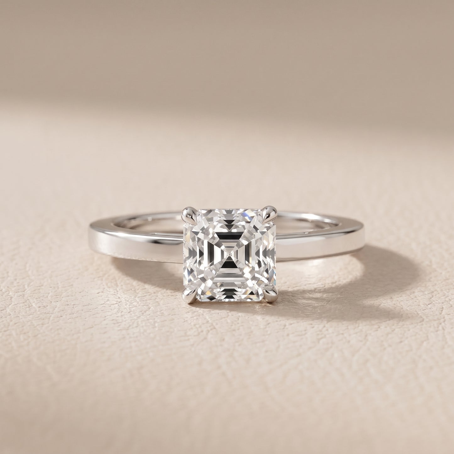 Kaia Solitaire Asscher Diamond Ring in Silver - front.jpg
