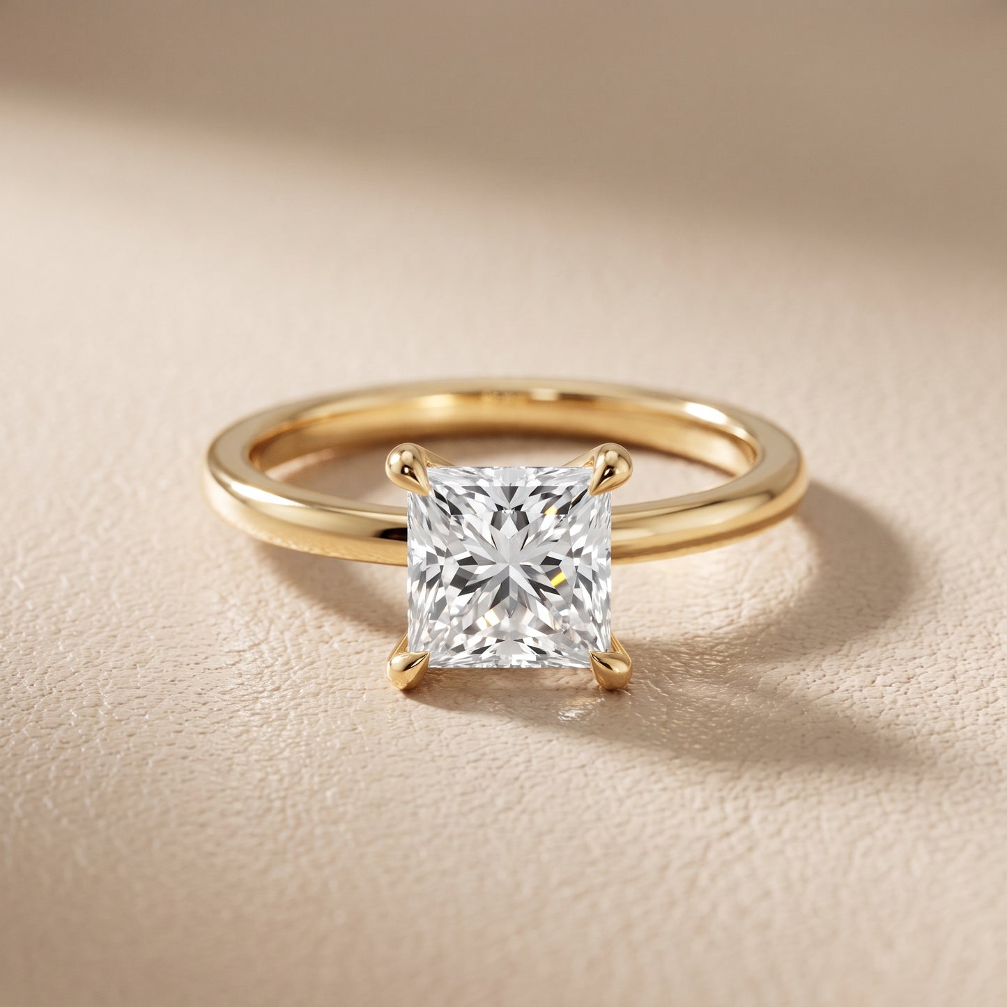 Nella Petite Solitaire Princess Diamond Engagement Ring in Yellow Gold - front.jpg