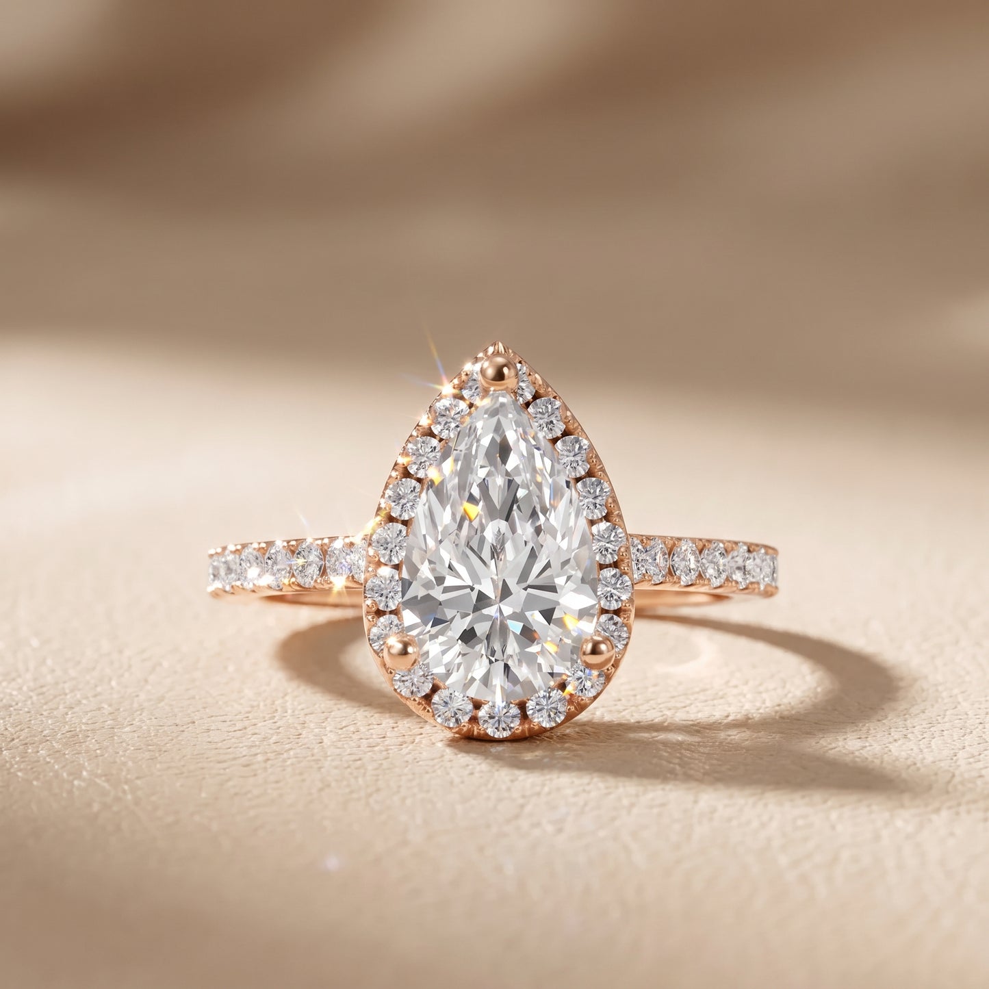 Sophie Halo Pavé Pear Diamond Ring in Rose Gold - front.jpg