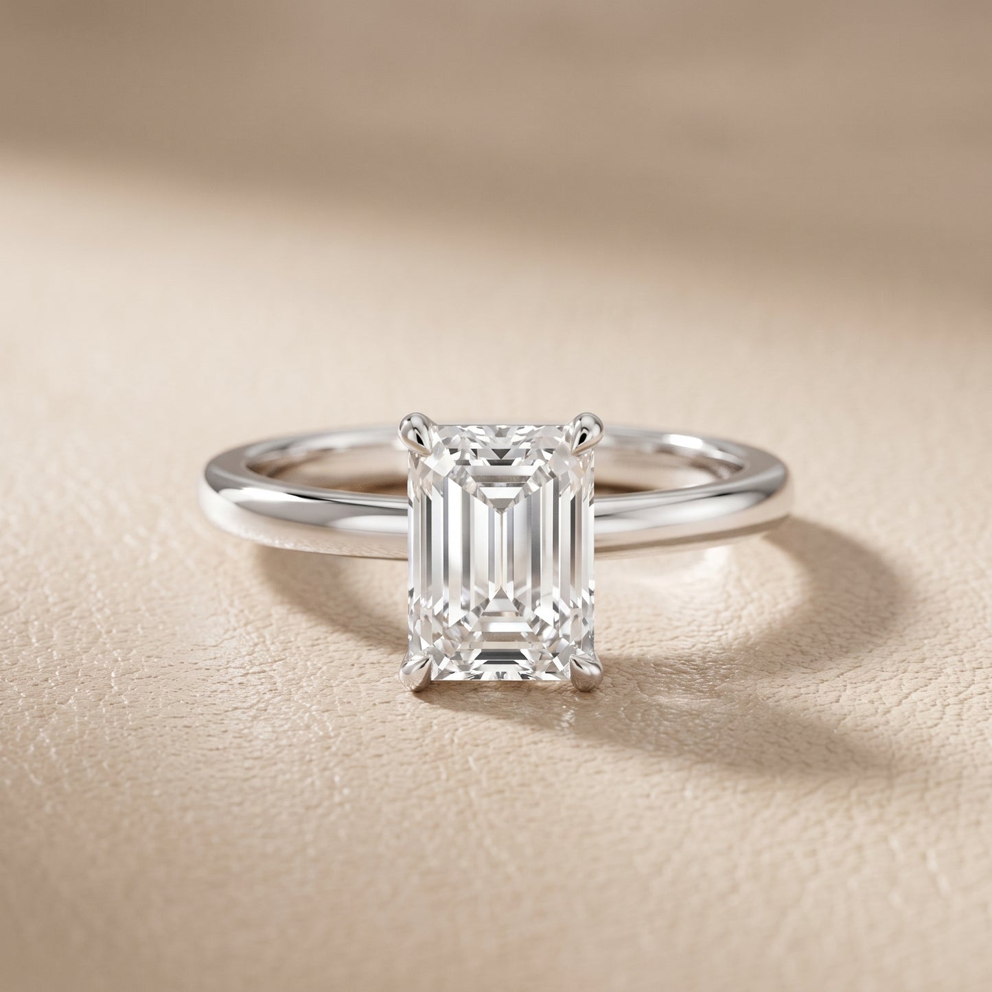 Lyla Petite Solitaire Emerald Diamond Engagement Ring in White Gold - front.jpg