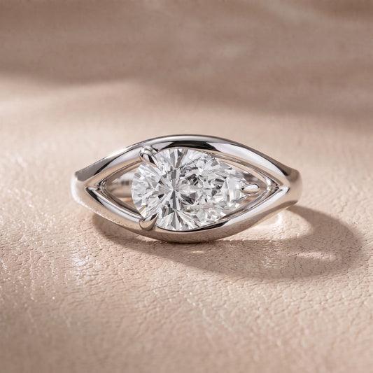 Madeleine Split Shank Pear Diamond Engagement Ring in White Gold - front.jpg