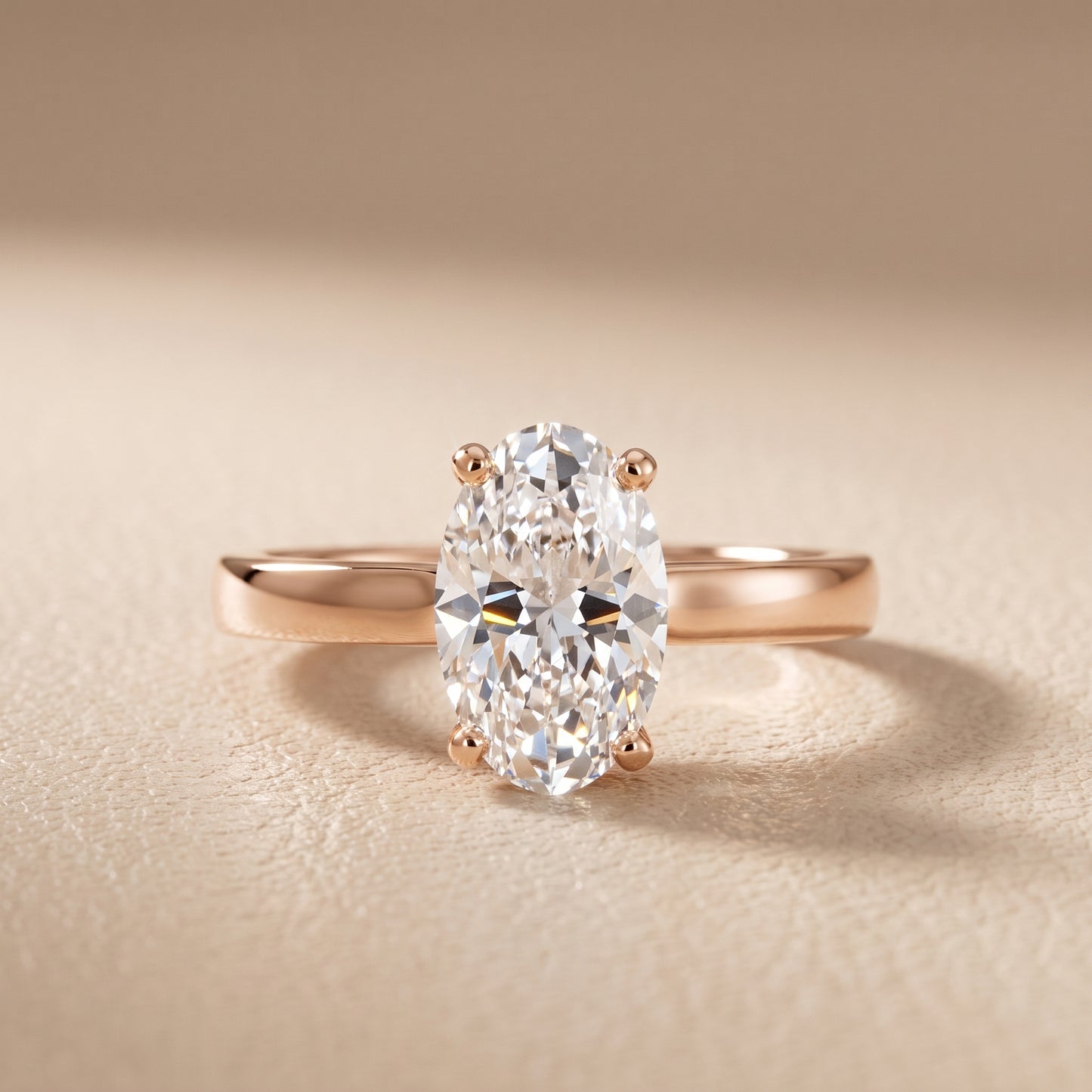 Delia Solitaire Oval Diamond Engagement Ring in Rose Gold - front.jpg