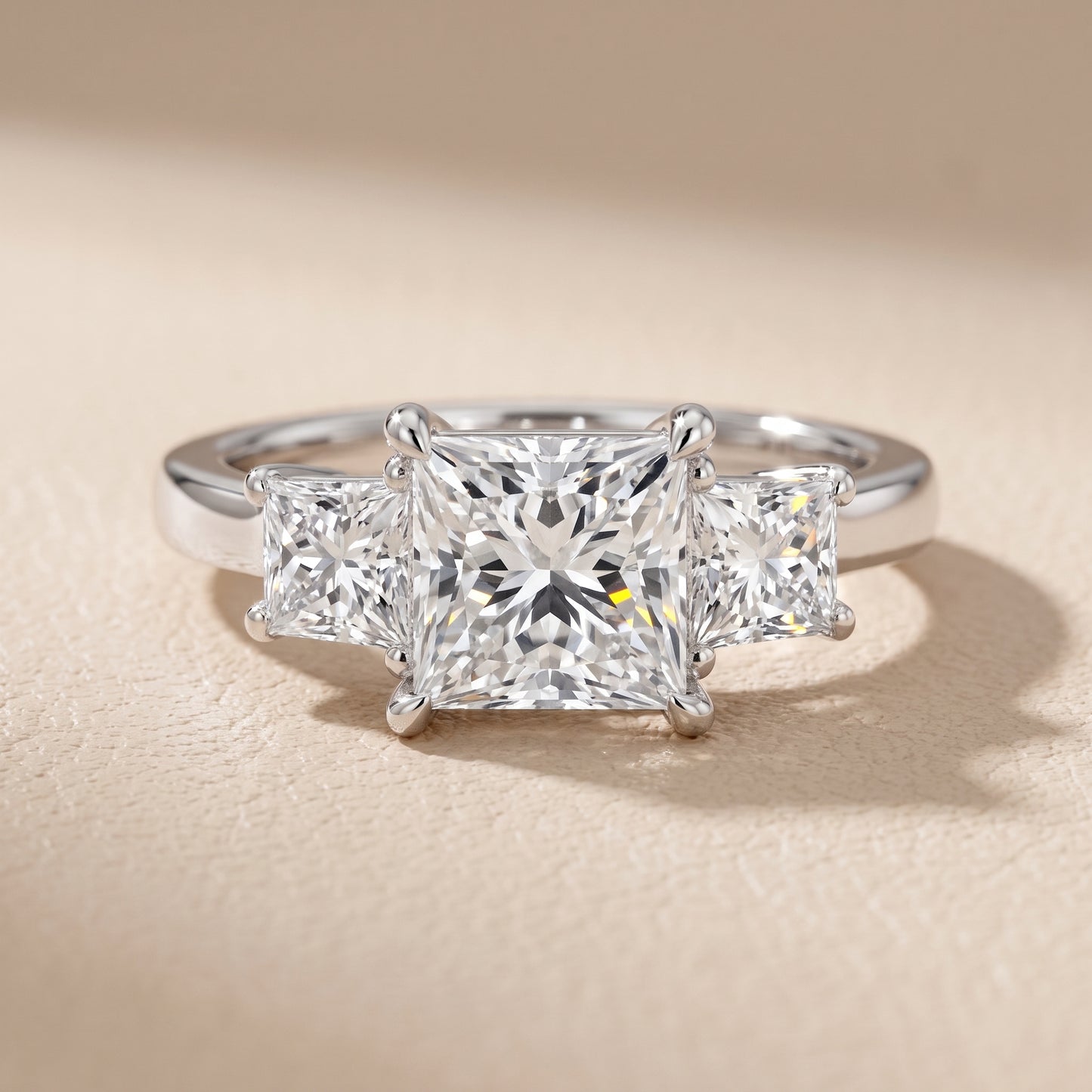 Sienna Three-Stone Princess Diamond Ring in Platinum - front.jpg