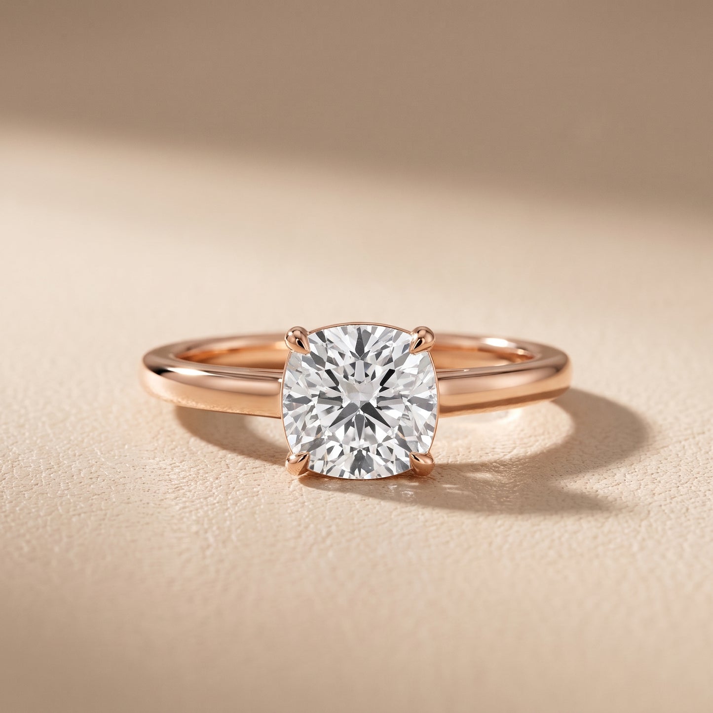 Sadie Cathedral Solitaire Cushion Diamond Ring in Rose Gold - front.jpg