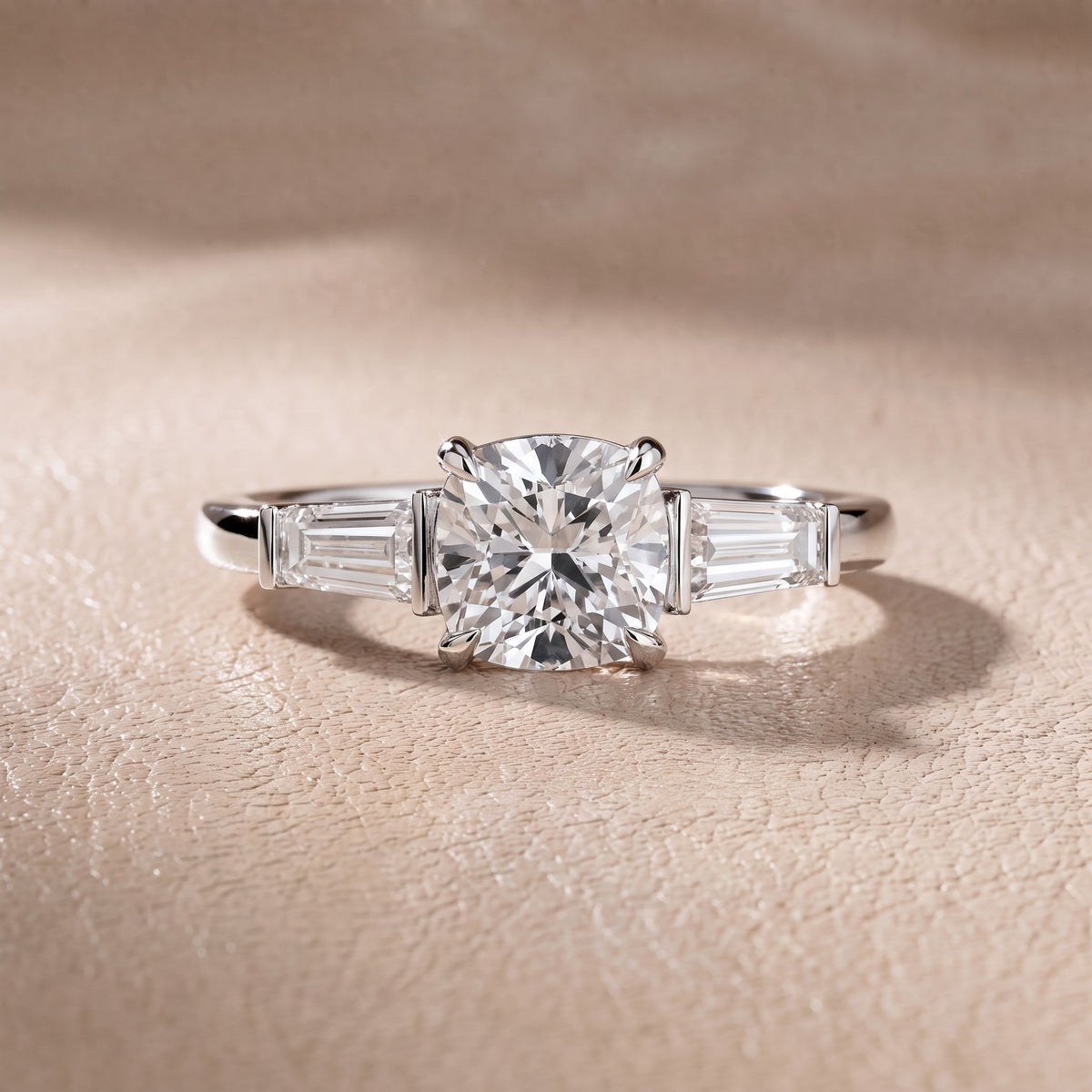 Eloise Tapered Baguette Cushion Diamond Engagement Ring in White Gold - front.jpg