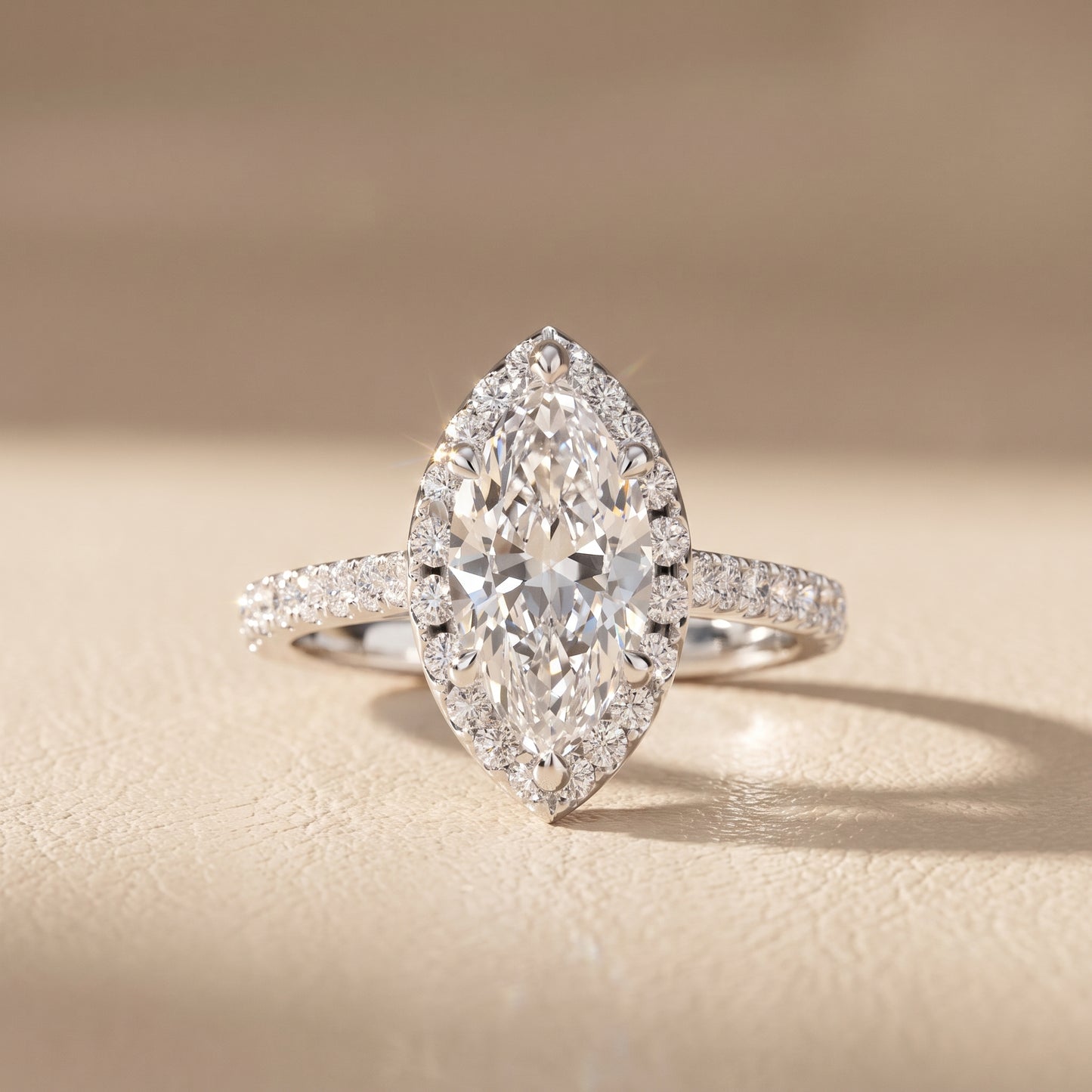Amara Halo Claw Prong Marquise Diamond Ring in Platinum - front.jpg