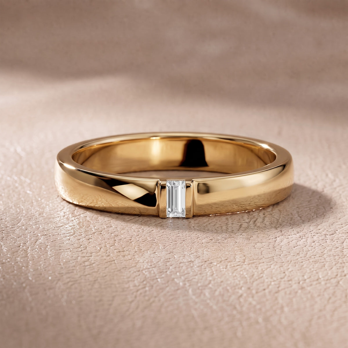 Alexandra Channel Set Baguette Diamond Wedding Band in Yellow Gold - front.jpg