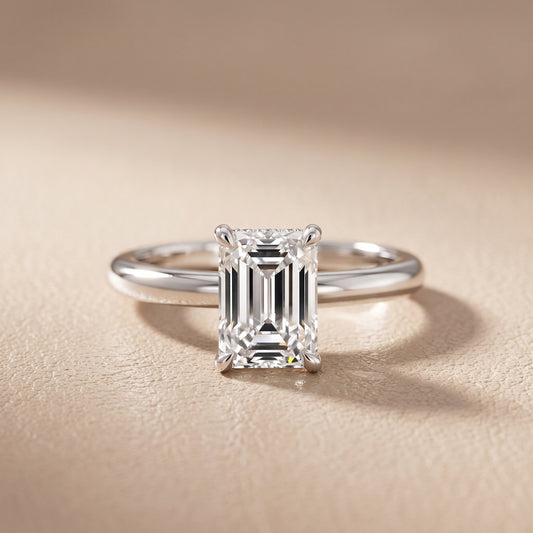 Amaya Hidden Halo Emerald Diamond Engagement Ring in White Gold - front.jpg