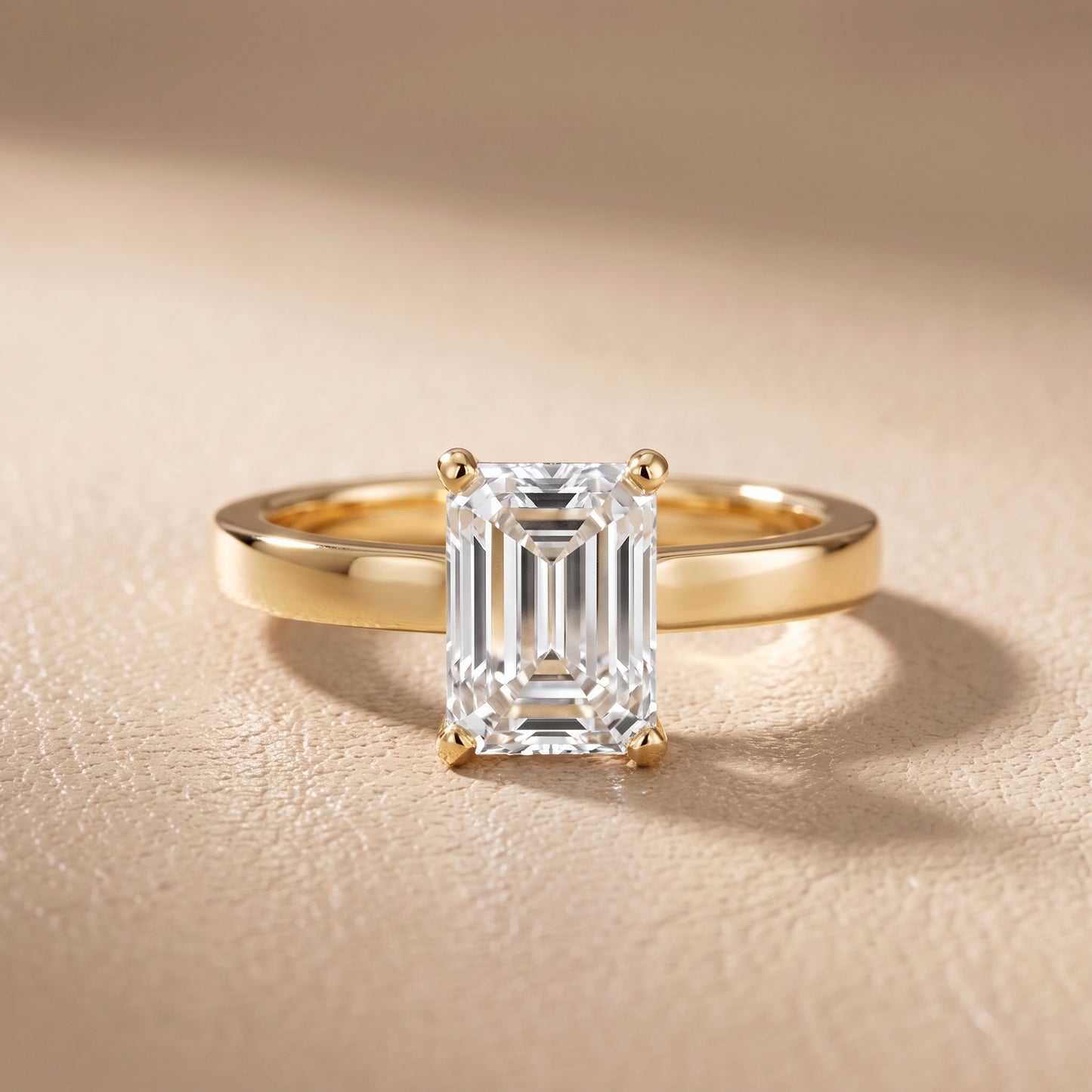 Delia Solitaire Emerald Diamond Engagement Ring in Yellow Gold - front.jpg