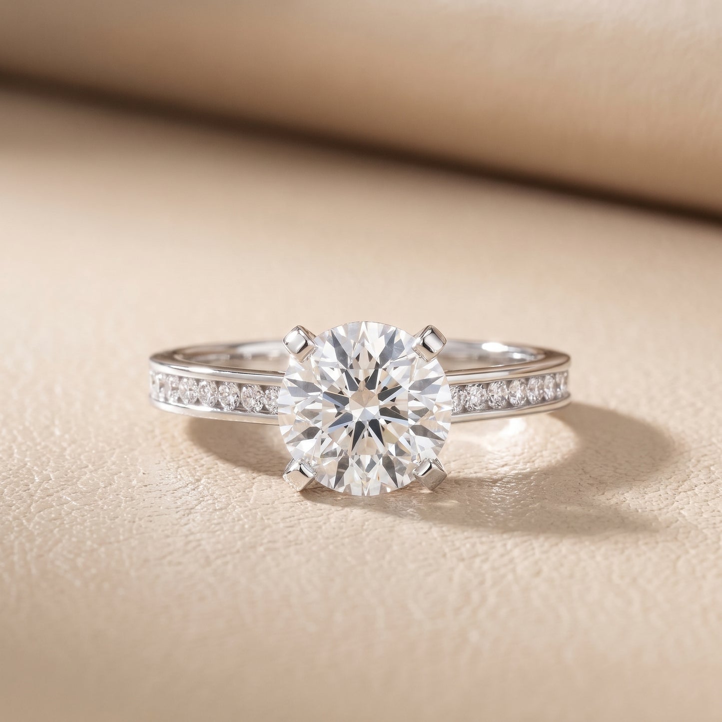 Tessa Solitaire Channel Set Round Diamond Engagement Ring in Silver - front.jpg