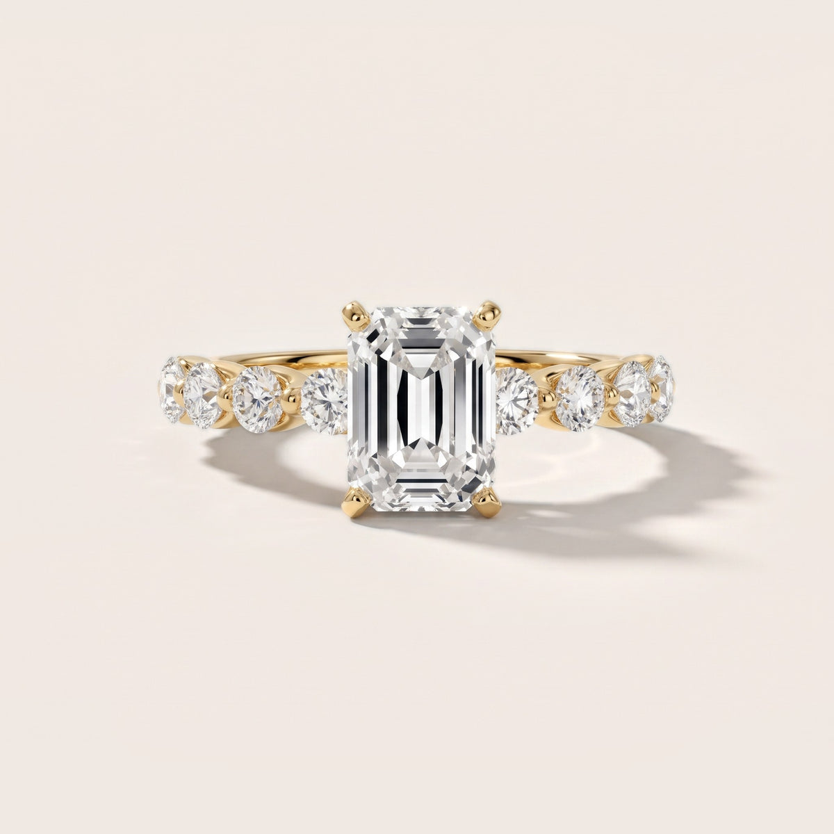 Maura Beaded Statement Emerald Diamond Engagement Ring in Yellow Gold - front.jpg
