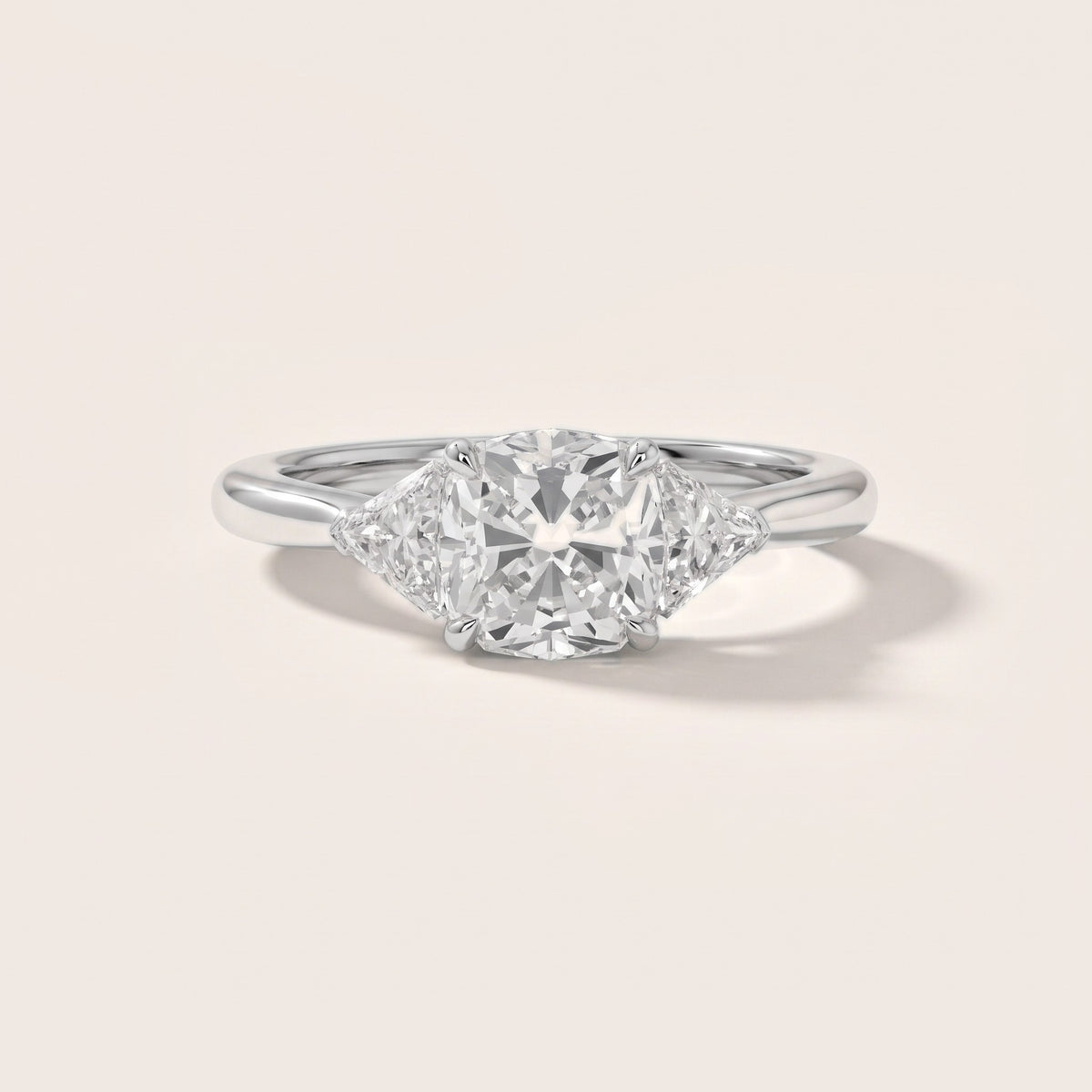 Clemency Three-Stone Cathedral Cushion Diamond Engagement Ring in Silver - front.jpg