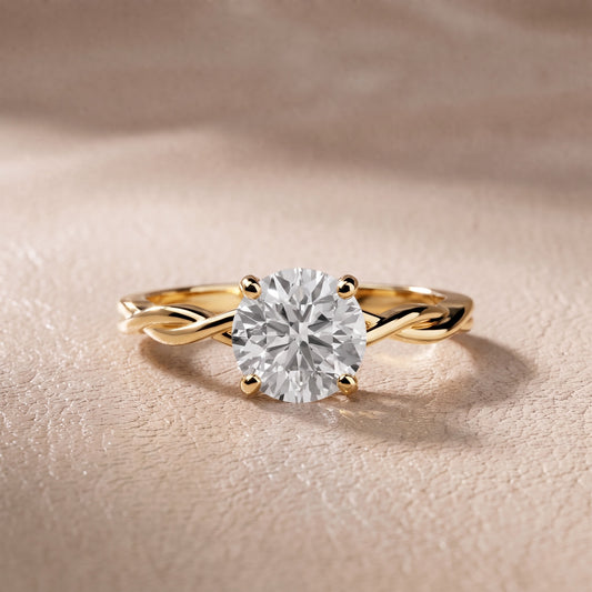 Iris Twist Round Diamond Engagement Ring in Yellow Gold - front.jpg