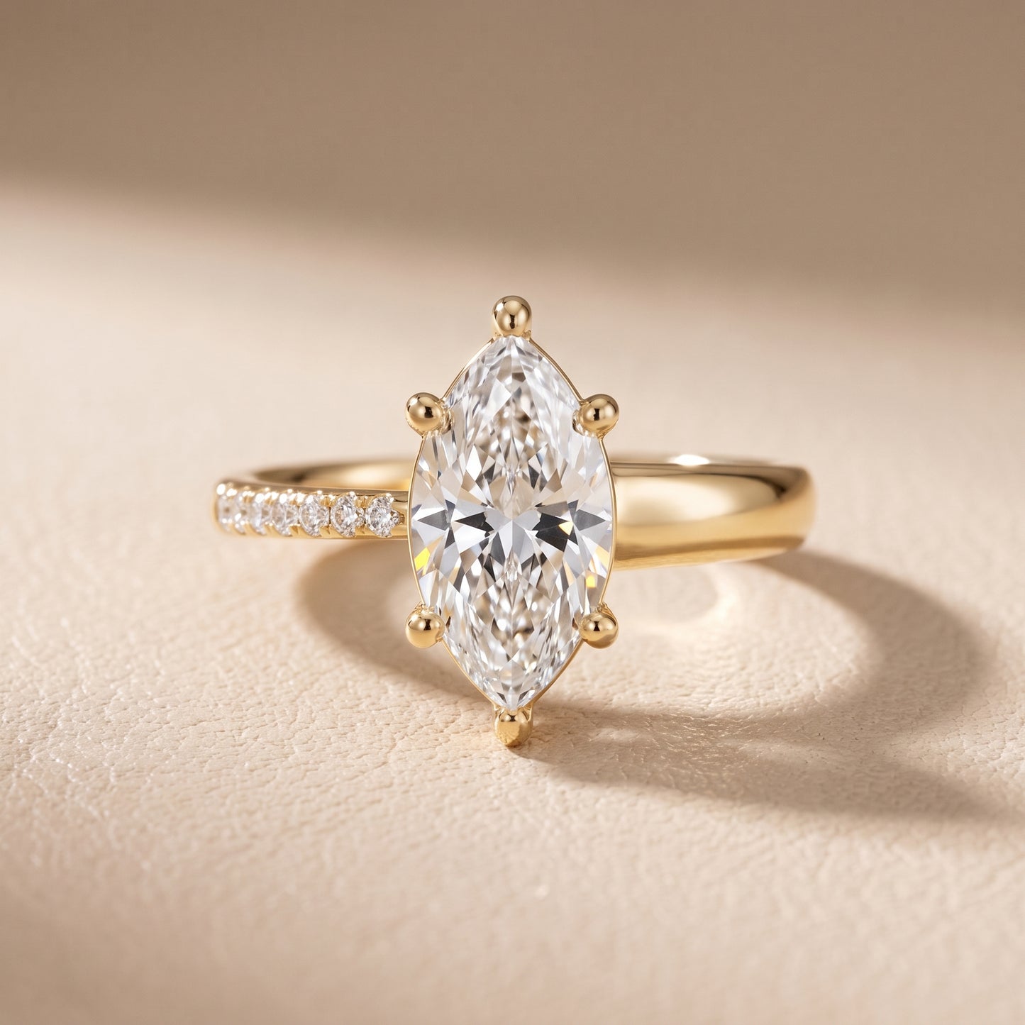 Rosie Solitaire Basket Marquise Diamond Engagement Ring in Yellow Gold - front.jpg