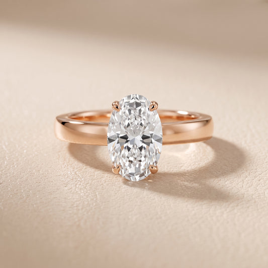 Lara Hidden Halo Oval Diamond Engagement Ring in Rose Gold - front.jpg