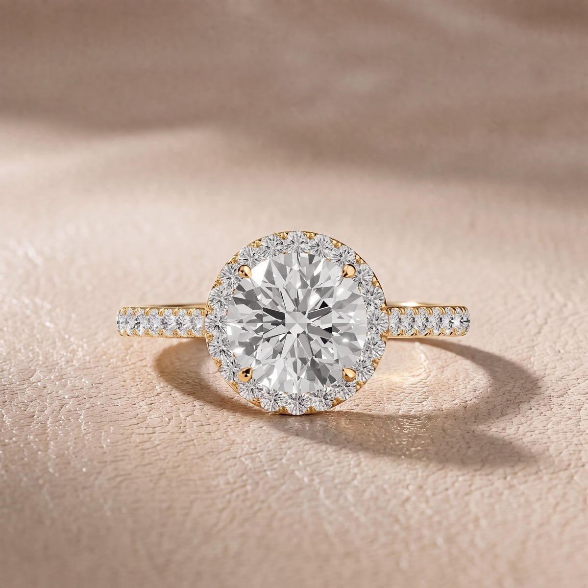 Willa Halo Micropavé Round Diamond Engagement Ring in Yellow Gold - front.jpg