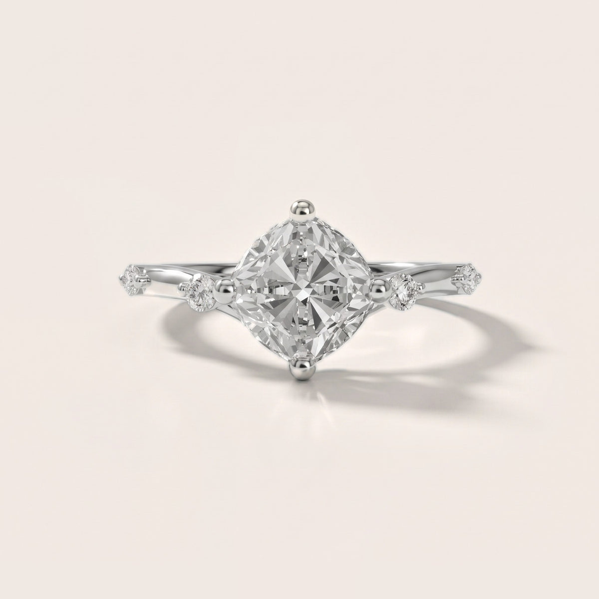 Klara Chevron Cushion Diamond Engagement Ring in Silver - front.jpg