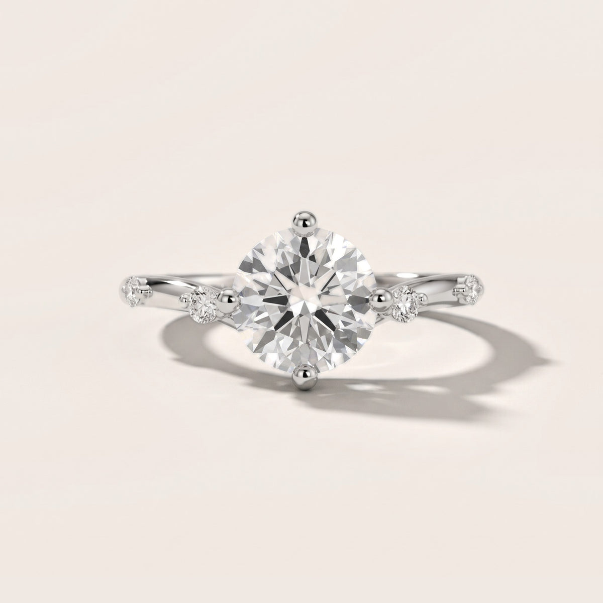 Klara Chevron Round Diamond Engagement Ring in Silver - front.jpg