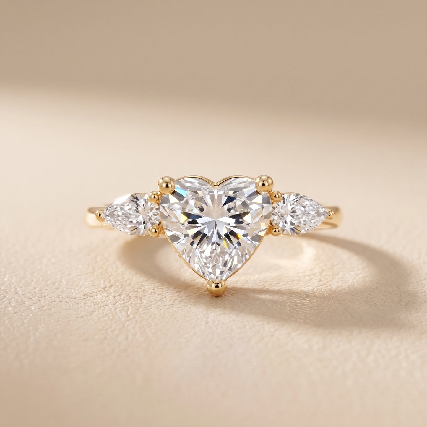 Faye Three-Stone Trellis Heart Diamond Ring in Yellow Gold - front.jpg