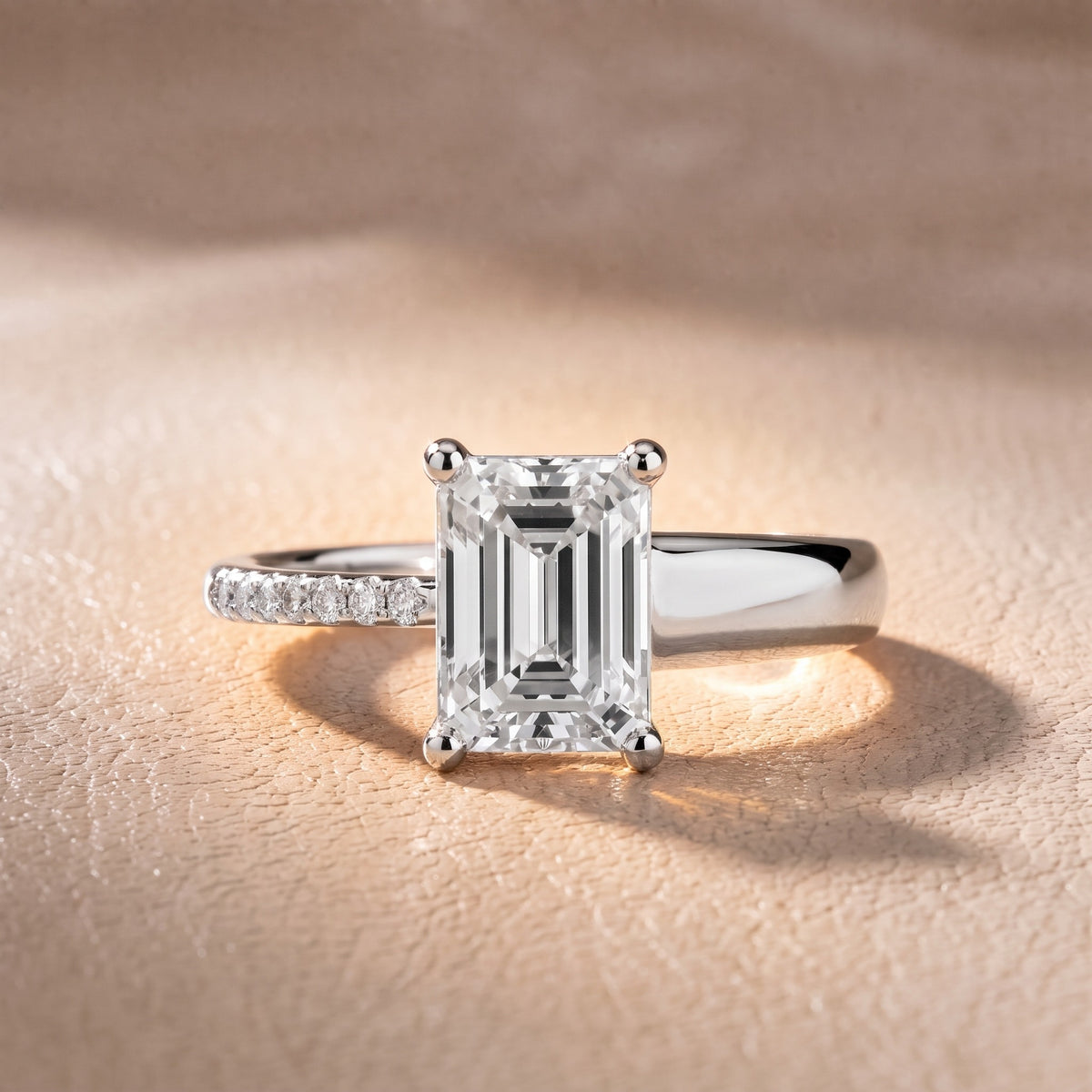 Rosie Solitaire Basket Emerald Diamond Engagement Ring in White Gold - front.jpg