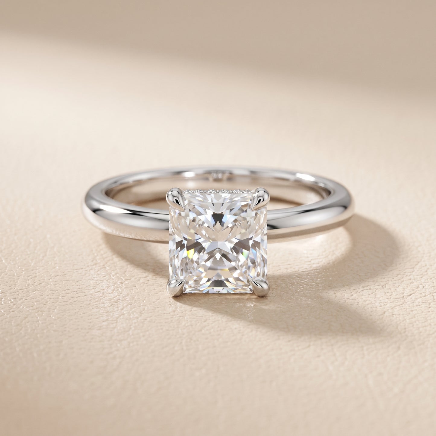 Amaya Hidden Halo Radiant Diamond Ring in Silver - front.jpg