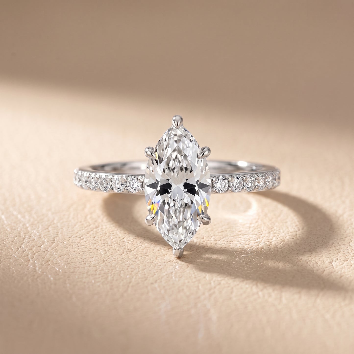 Aisha Pavé Solitaire Marquise Diamond Engagement Ring in Platinum - front.jpg