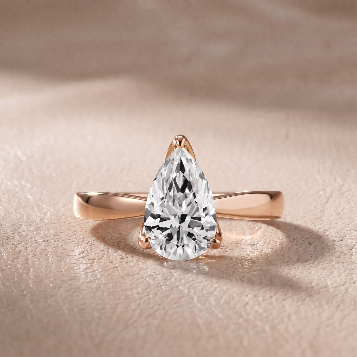 Lucia Solitaire Six-Prong Pear Diamond Engagement Ring in Rose Gold - front.jpg