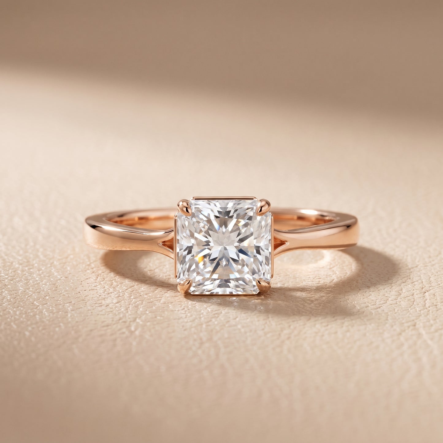 Anais Trellis Solitaire Radiant Diamond Engagement Ring in Rose Gold - front.jpg