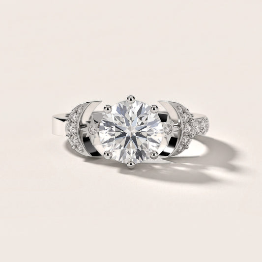 Astra Cathedral Sidestone Round Diamond Engagement Ring in Platinum [studio-20261024]