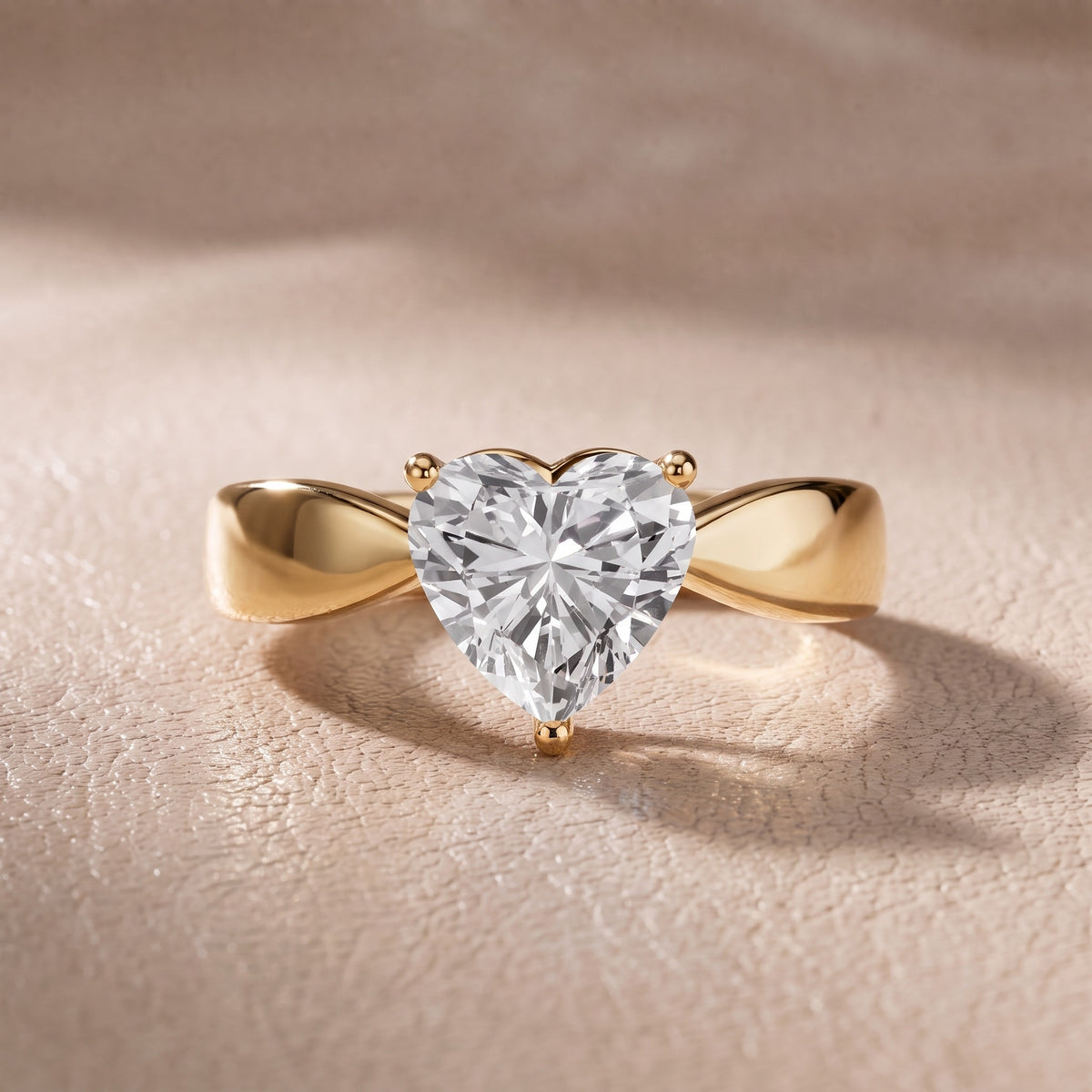 Talia Solitaire Twist Heart Diamond Engagement Ring in Yellow Gold - front.jpg