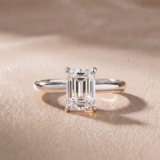 Amaya Hidden Halo Emerald Diamond Engagement Ring in White Gold - front.jpg
