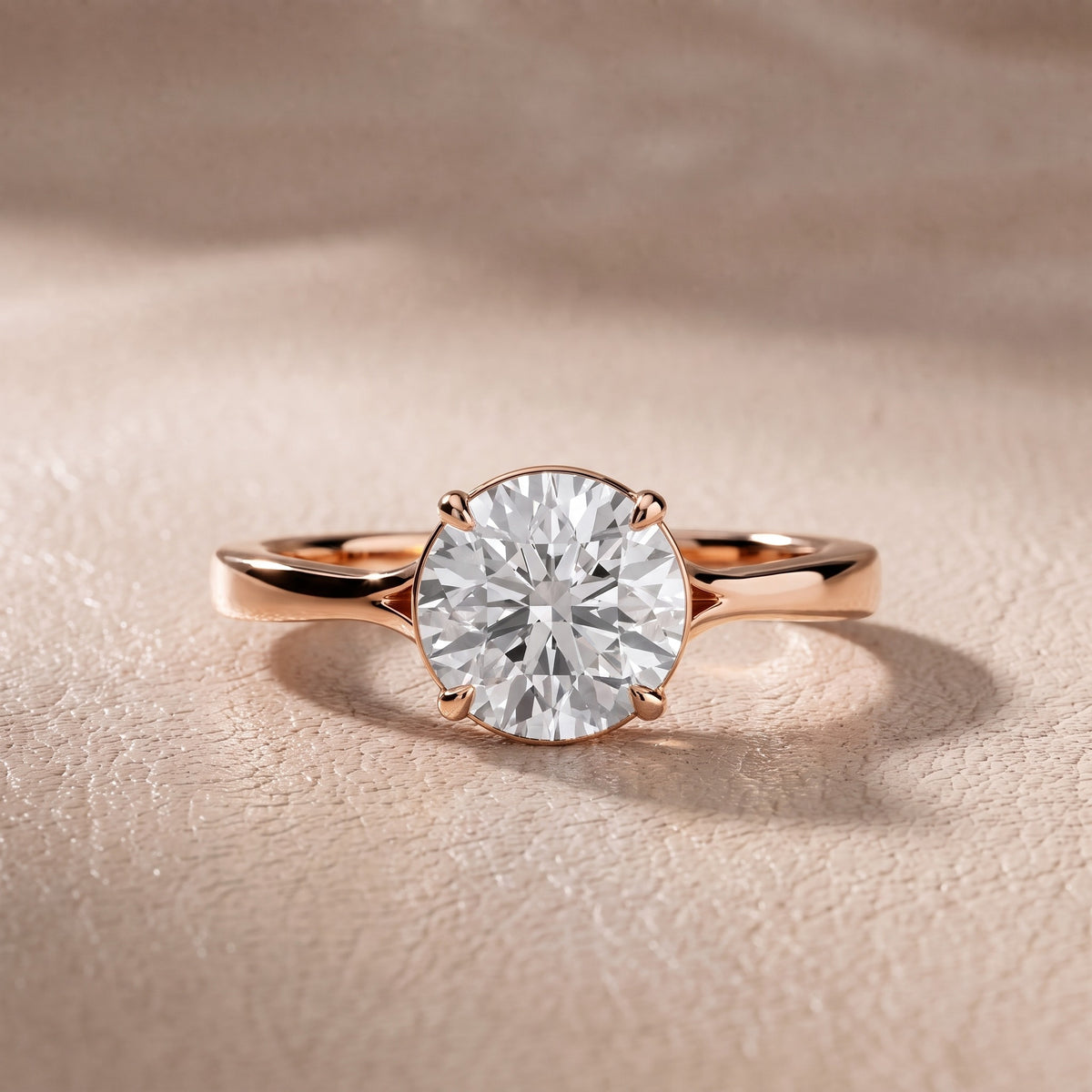 Evangeline Trellis Solitaire Round Diamond Engagement Ring in Rose Gold - front.jpg