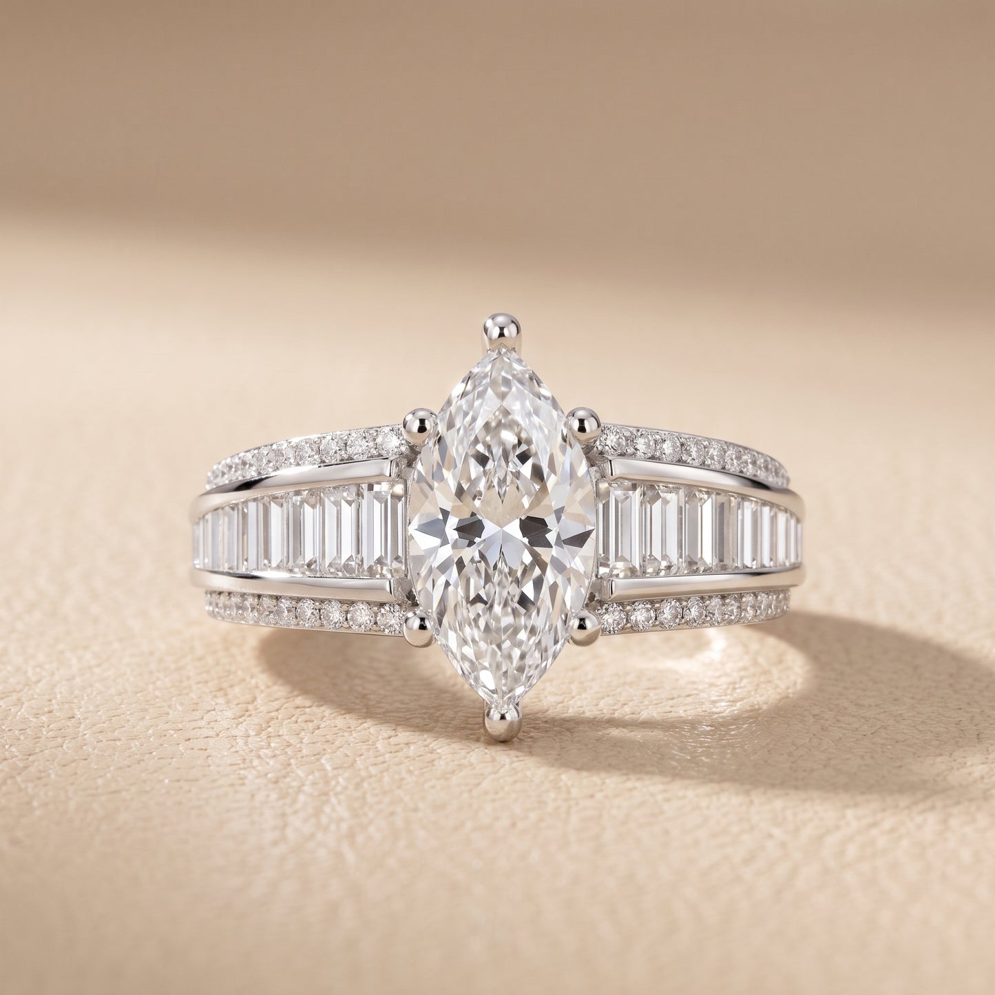 Halle Channel Set Baguette Accent Marquise Diamond Engagement Ring in Platinum - front.jpg