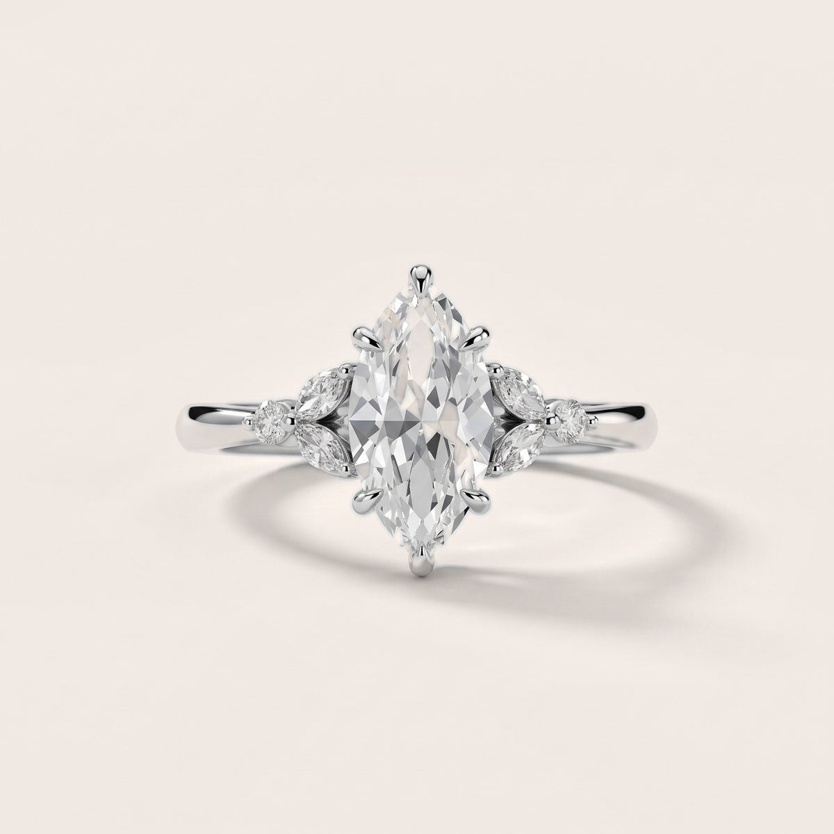 Eve Leaf Cluster Marquise Diamond Engagement Ring in Silver - front.jpg
