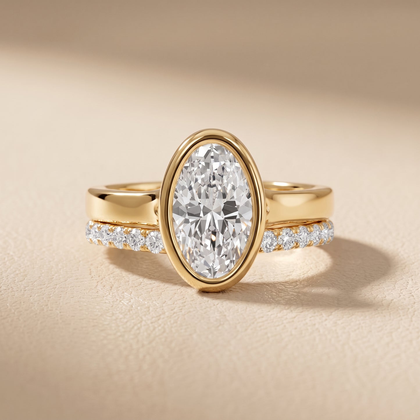 Ayla Bezel Bypass Oval Diamond Ring in Yellow Gold - front.jpg