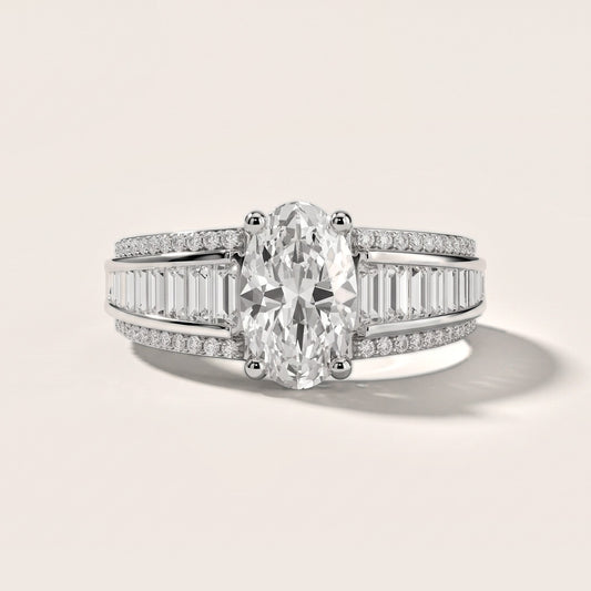 Tara Channel Set Baguette Accent Oval Diamond Engagement Ring in Platinum [studio-20261024]