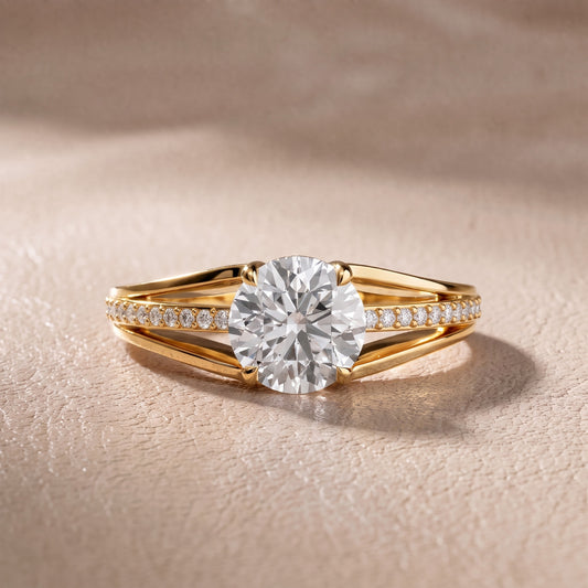 Lucinda Split Shank Round Diamond Engagement Ring in Yellow Gold - front.jpg