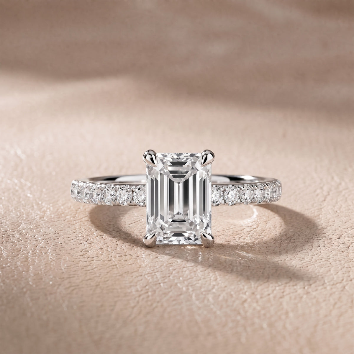 Maya Hidden Halo Pavé Emerald Diamond Engagement Ring in White Gold - front.jpg