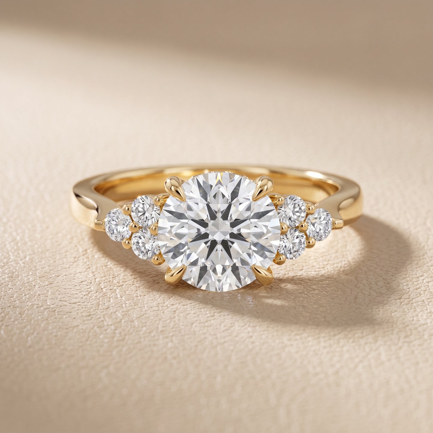 Anya Sidestone Cluster Round Diamond Ring in Yellow Gold - front.jpg
